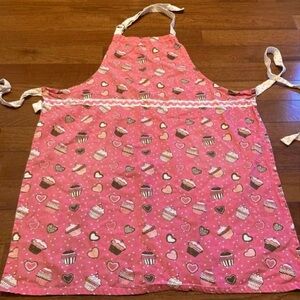 Pink Apron with Cupcake and Heart Pattern